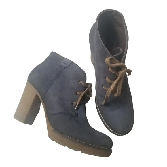 BROWNS smoky blue  lace up heeled shoes tan 39 - Picture 1 of 10